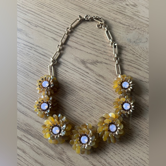 GUC JCREW statement necklace brown/taupe/green floral - Picture 5 of 6